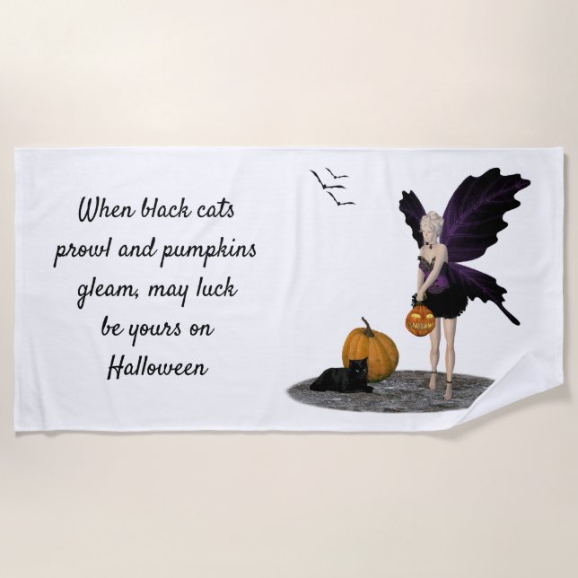 Fada De Halloween Com Toalha Pumpkins Beach (Frente)