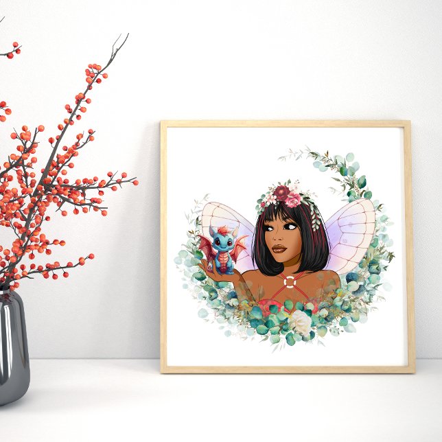 Fada de Jardim e Dragão-Bebê Poster (Criador carregado)