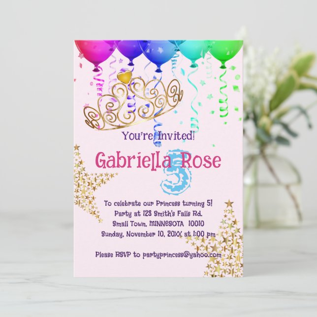 Fada Dourada da moça, Convite de aniversário Tiara (Em pé/Frente)