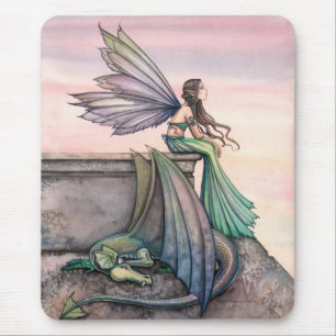 Fada Dragão do Crepúsculo Encantado Mousepad