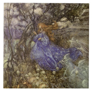 Fada e Sprites da floresta do vintage 6" azulejo