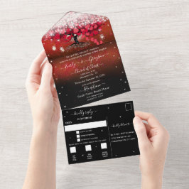 Fada Elegante Luz Vermelha Coração Árvore Folha Ca