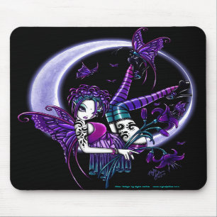 Fada escura Mousepad da lua da flor do arco-íris