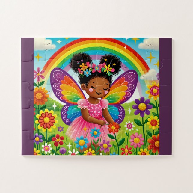 "FADA FELIZ COLHENDO FLORES" QUEBRA-CABEÇA (Horizontal)