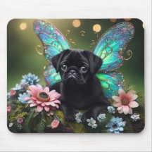 Fada Floral Pug Puppy Mousepad