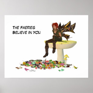 Fada Irlandesa De Menino Na Poster De Cogumelo