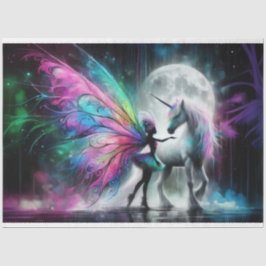 Fada Lua Silhouette Pegasus Papel Tecido