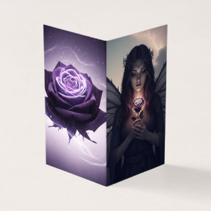 Fada mística com Rosa violeta Cartões de agradec