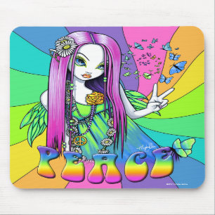 Fada Mousepad do Hippie da paz do arco-íris de