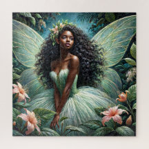 Fada Negra Em Quebra-cabeça De Jardim Encantado