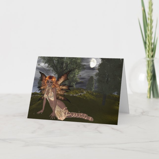 Fada Noturna Design 1 - Cartão de Saudação Fantasi (Frente)