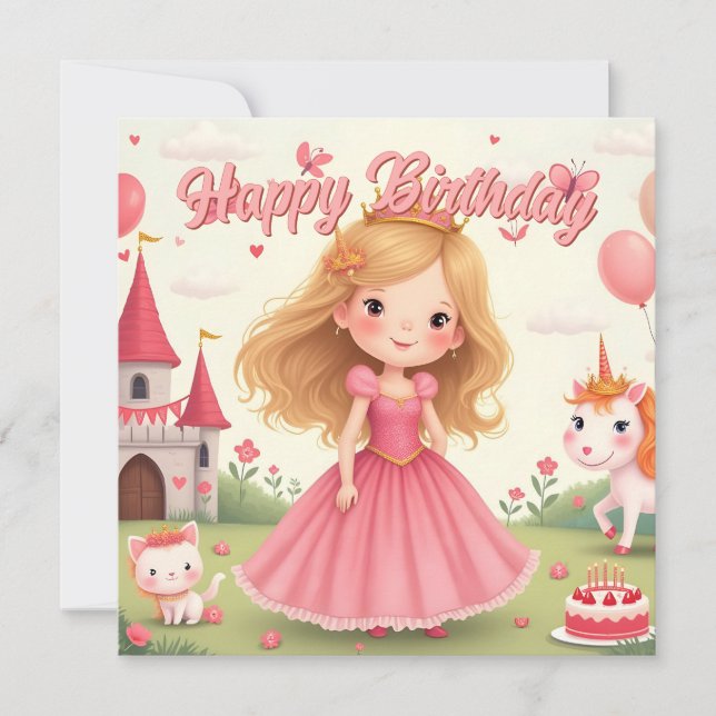 Fada Princesa Aniversário em Sonho Rosa (Frente)