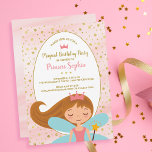 Fada Princesa Convite de aniversário Mágico<br><div class="desc">Celebre sua pequena princesa com este convite de aniversário mágico que apresenta seus detalhes de festa enquadrado por um fundo cor-de-rosa e dourado brilhante e uma princesa de fada precioso. O convite perfeito para garotas que adoram vestir-se e brincar mágico.</div>