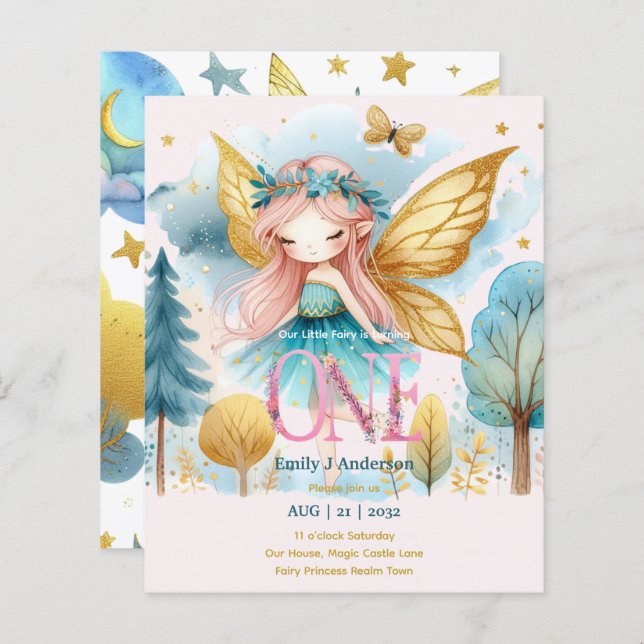 Fada Princesa primeiro aniversario ONE Faircore Ro (Frente/Verso)