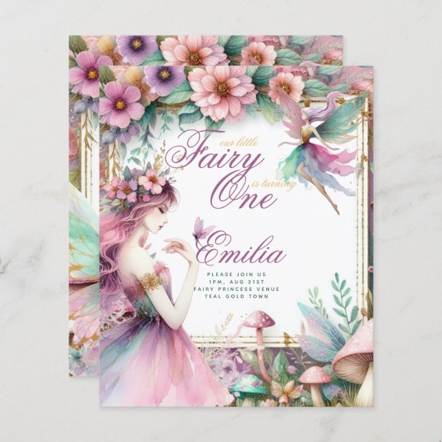 Fada Princesa primeiro aniversario ou EDIT AGE Tea (Frente/Verso)