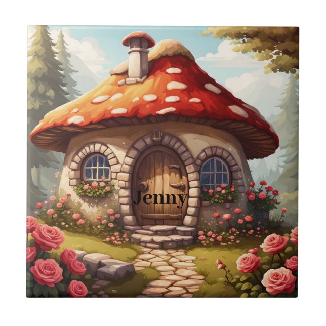 Fada Toadstool House Nome editável (Frente)