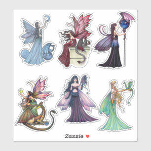 Fadas com Dragões Adesivos por Molly Harrison