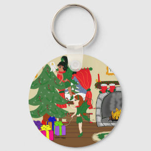 Fadas de Natal Trimmando Chaveiro