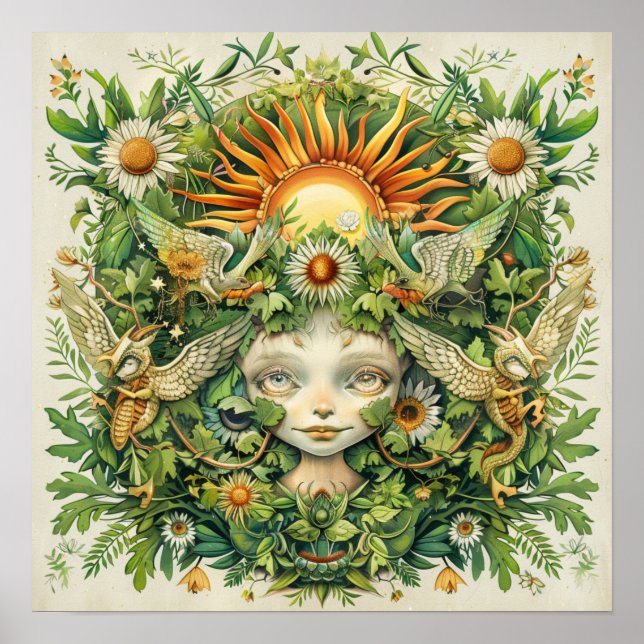 Fadas do Sol de Midsummer Impressão de Arte Nórdic (Frente)