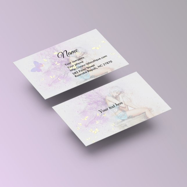 Fadas e Borboletas 2 Cartão de visita (Criador carregado)