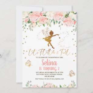 Fadas Florais Rosa Borboleta Convite de Aniversári