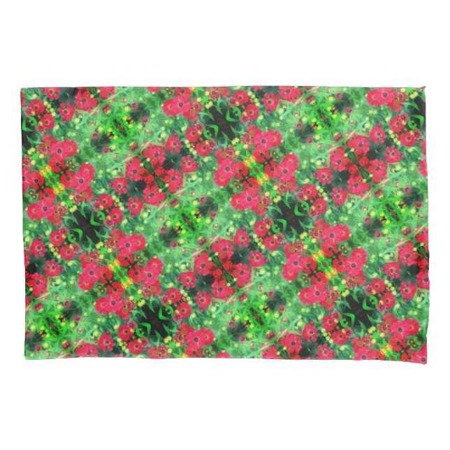 Fading Red Zinnia Flowers Abstrato Patterno (Frente)