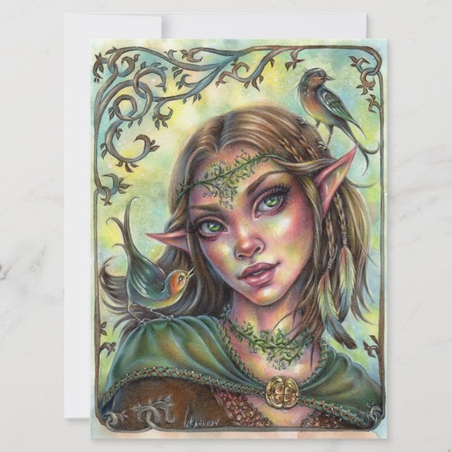 Fae Messengers Art Card Elf Fantasy Forest Female (Frente)