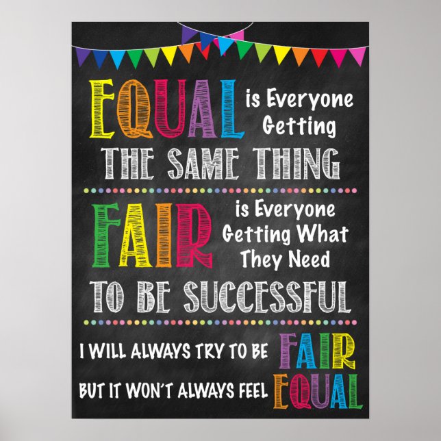 Fair Vs. Equal Classroom Poster (Frente)