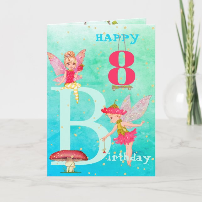 Fairies Mushroom Fantasy Cartão Azul Dourado (Frente)