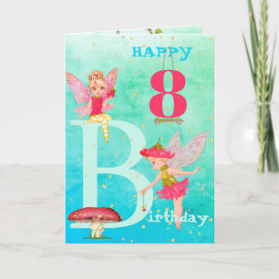 Fairies Mushroom Fantasy Cartão Azul Dourado