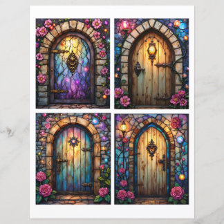 Fairy door scenes ephemera card cutouts