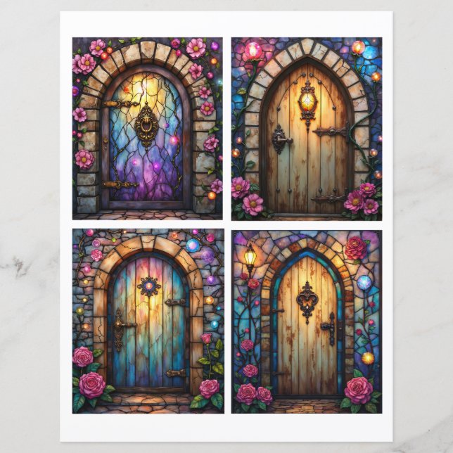 Fairy door scenes ephemera card cutouts (Frente)