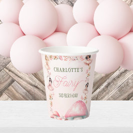 Fairy First Mushroom House Pink Birthday Paper cup
