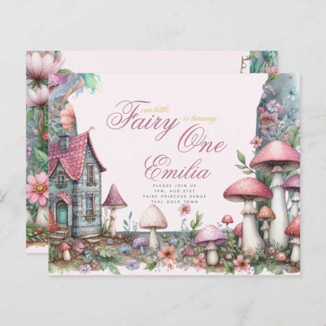 Fairy Garden primeiro aniversario ou EDIT AGE Teal (Frente/Verso)