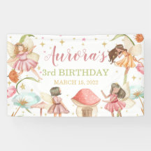 Fairy Garden Princess Banner mágico de aniversário
