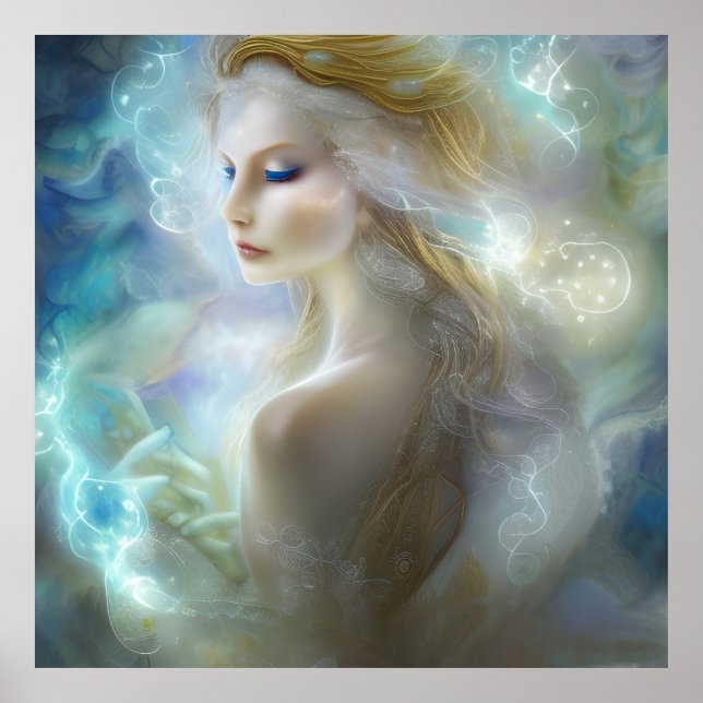 Fairy In The Stars Watercolor Poster (Frente)