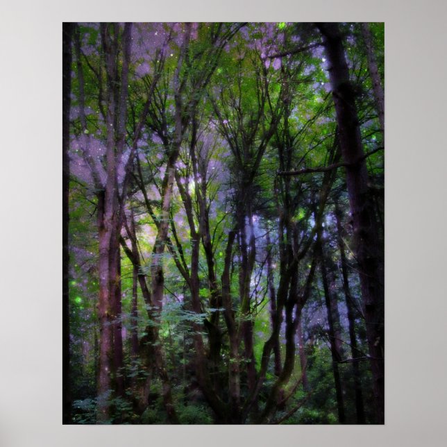 Fairy Lights Surreal Forest Poster Print (Frente)