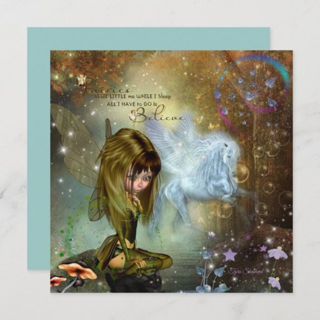 Fairy Pixie Pegasus Fantasy Card (Frente/Verso)