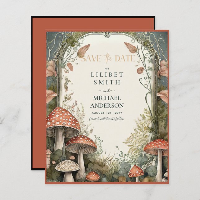 Fairycore Salve a data Cogumelos Goblincore (Frente/Verso)