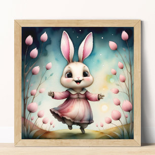 Fairytale Bunny Girl Impressão Cute Kids Poster