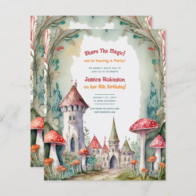 Fairytale Castle Fairycore Princess Birthday Girl (Frente/Verso)