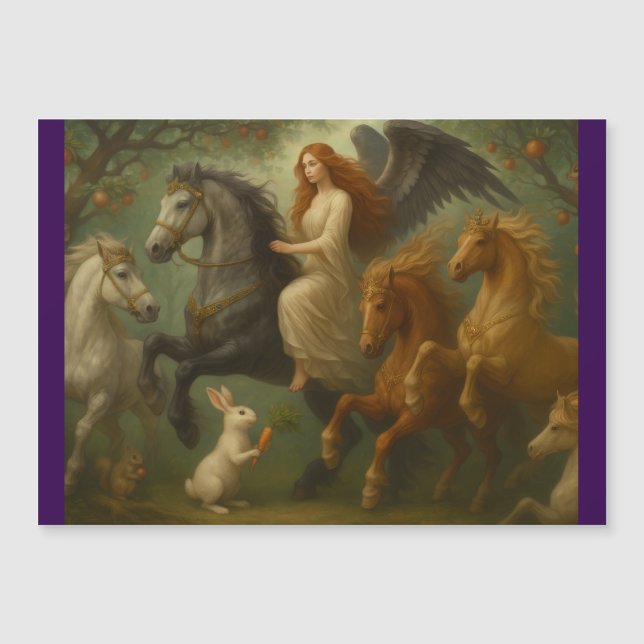Fairytale Horses and Angels Magnetic Card (Frente)