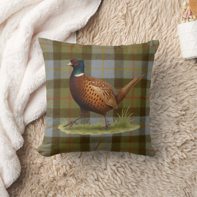 Faisão em Almofada de Xadrez / Tweed Decoração de  (Cobertor)