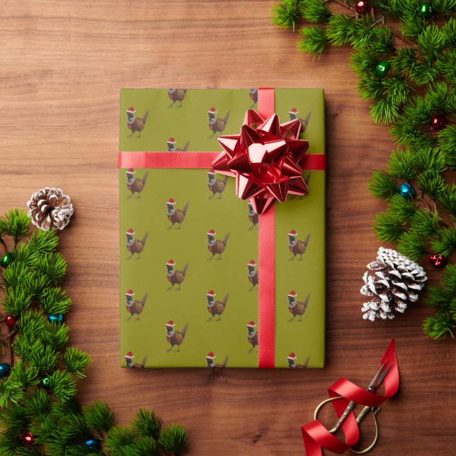 Faisão em papel de embrulho de Natal com sage (Presente de Natal)