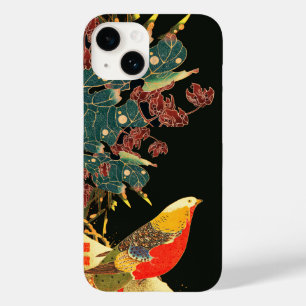Faisão ouro no Floral Japonês Antiquado de Neve