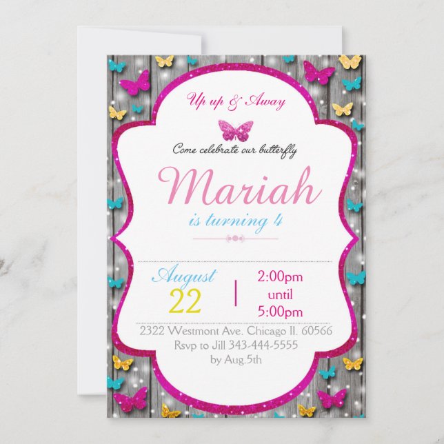 Faísca de madeira bonito do convite do aniversário (Frente)