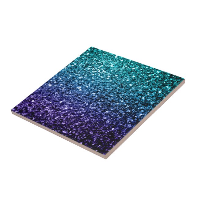 Faíscas de brilho azul-aqua Ombre faux (Lateral)