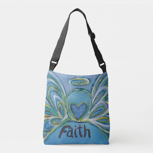 Faith Angel Word Art Bolsa Cruzada (Frente)