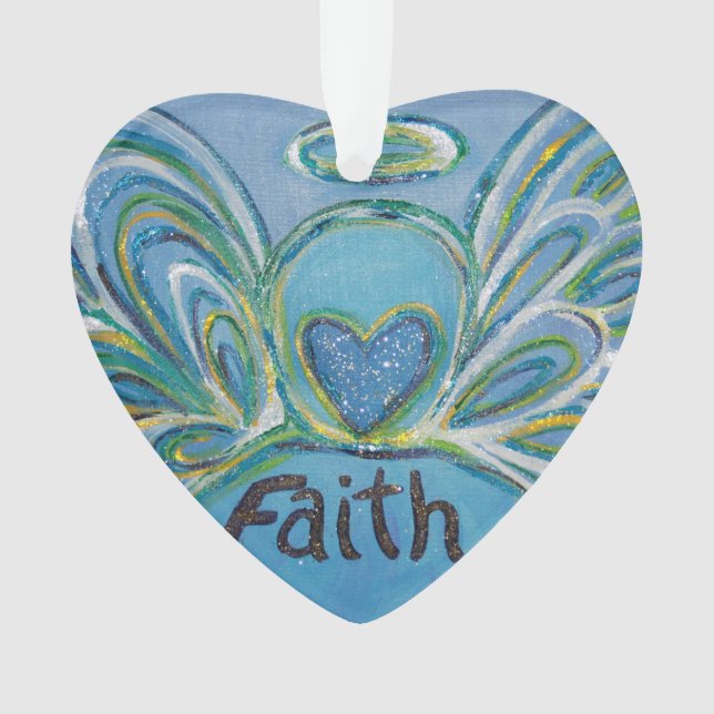 Faith Angel Word Art Ornamento de Férias (Frente)