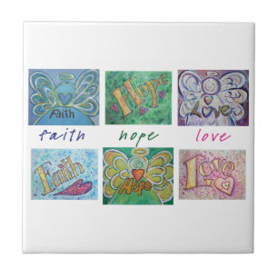 Faith Hope Love Angel Word Azulejo Gift